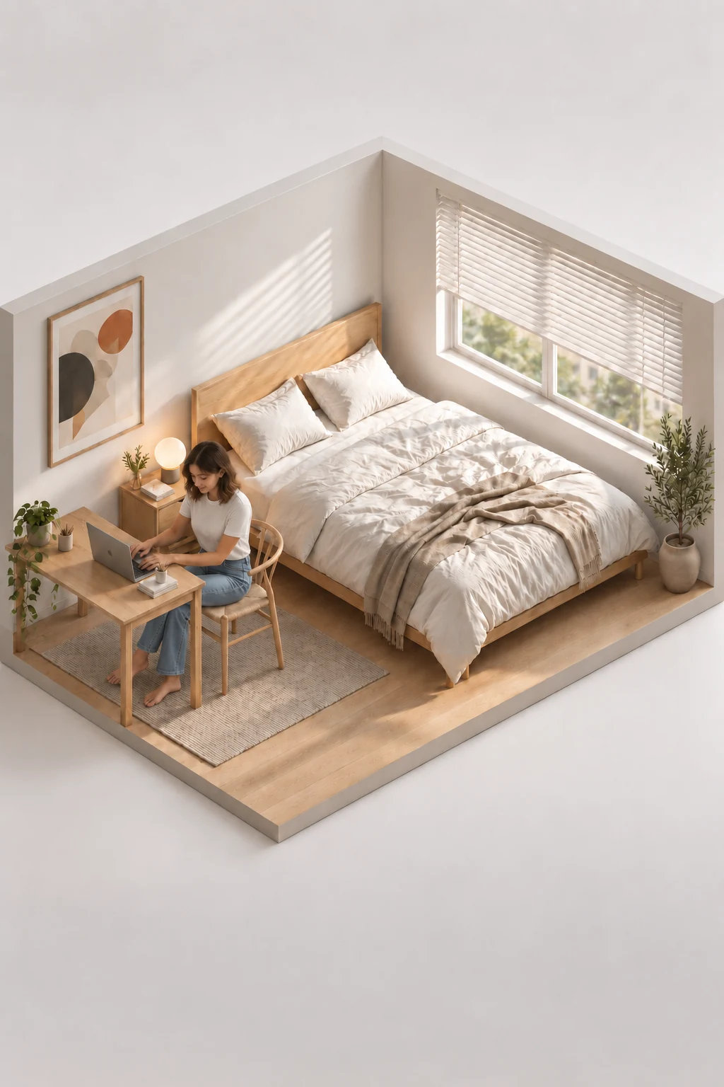 A sunlit room for work and everyday life